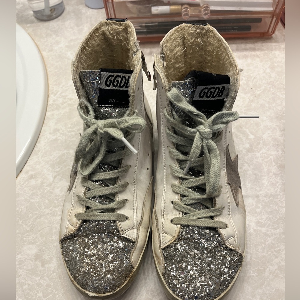 Golden Goose silver sparkle high tops